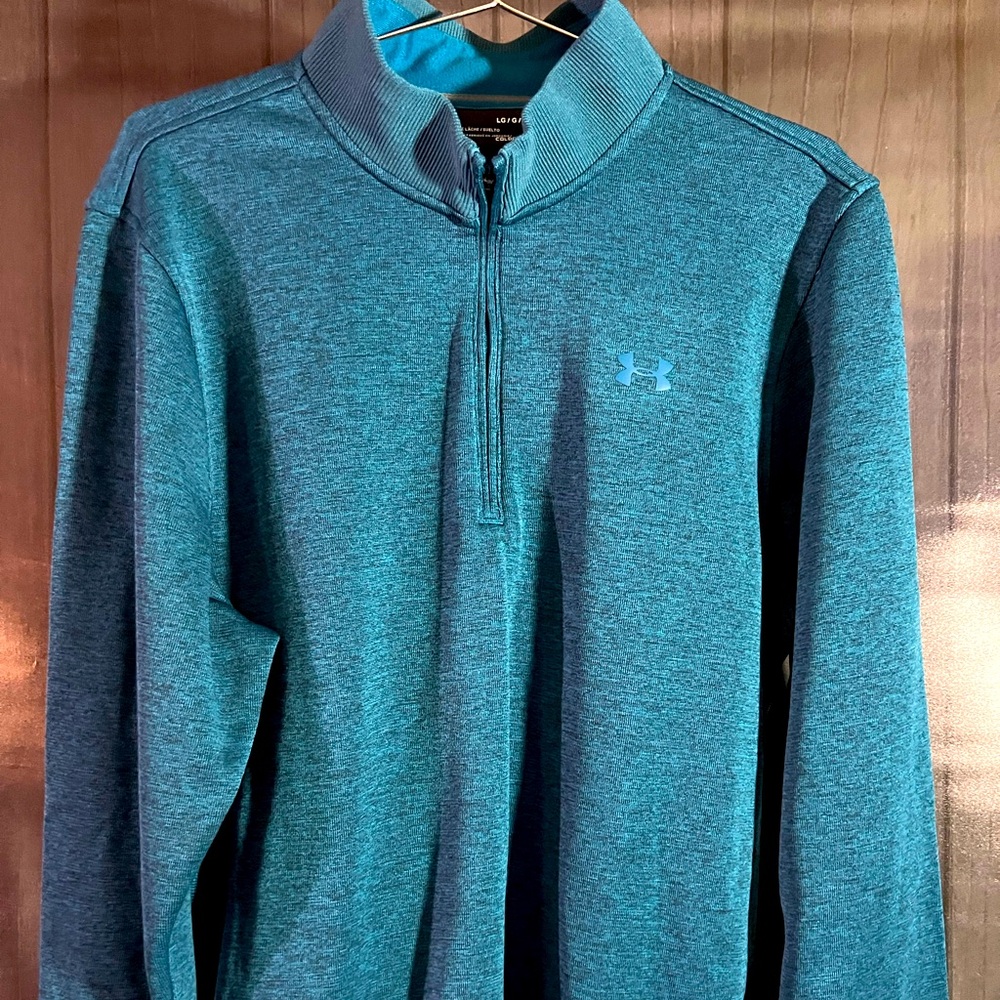Under Armour Teal Green Large 1/4 Zip Mens Pullover.